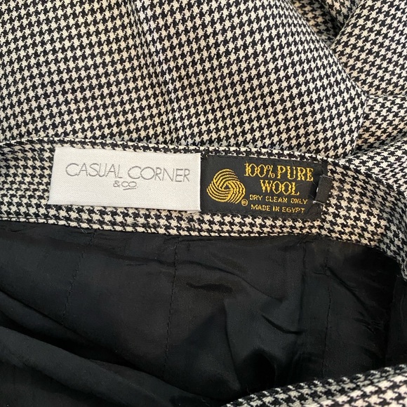 Casual Corner Houndstooth Pleated 100% Pure Wool Trousers,Lined,Vintage, Size 00 - Picture 4 of 6
